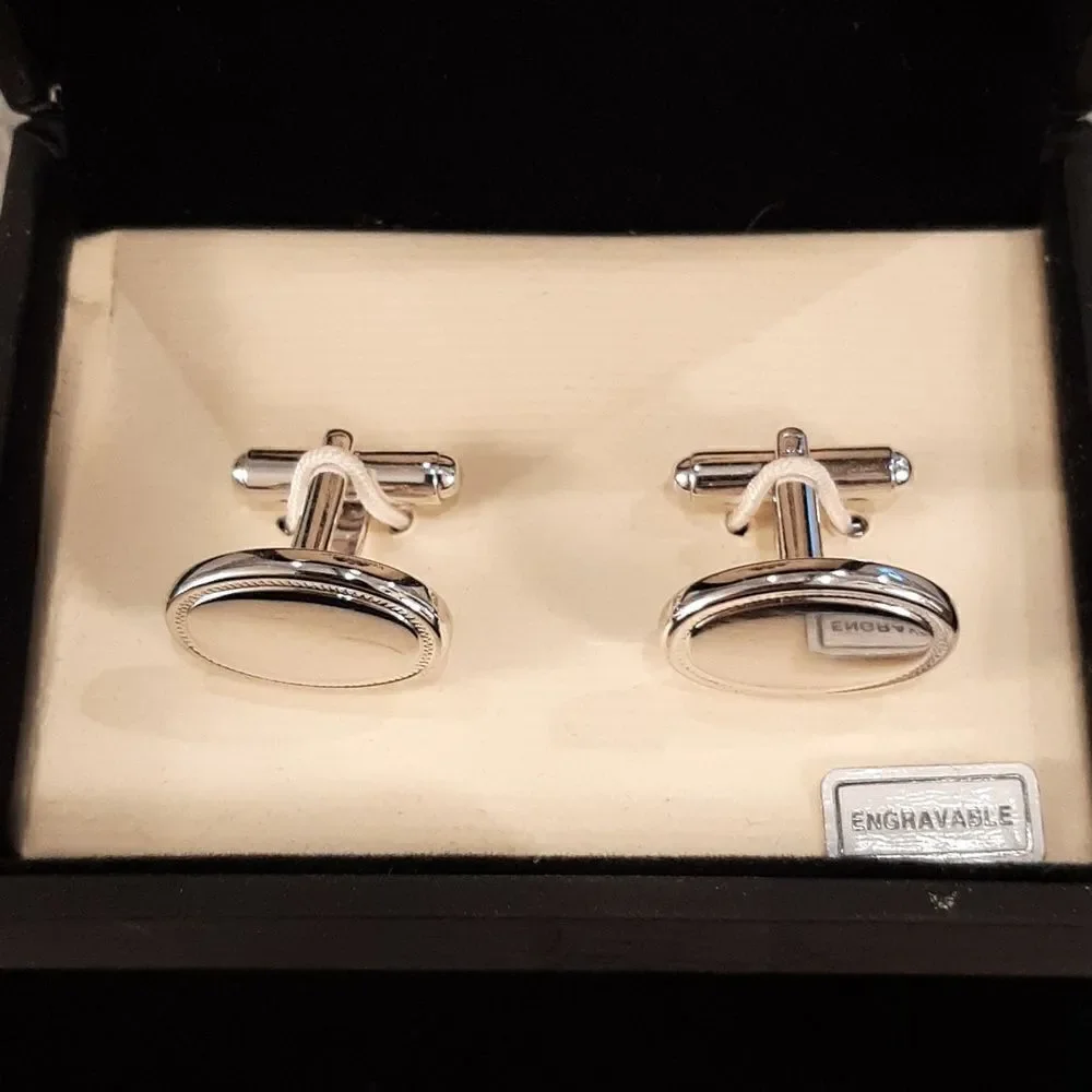 Stafford Engravable Silver Cuff Links